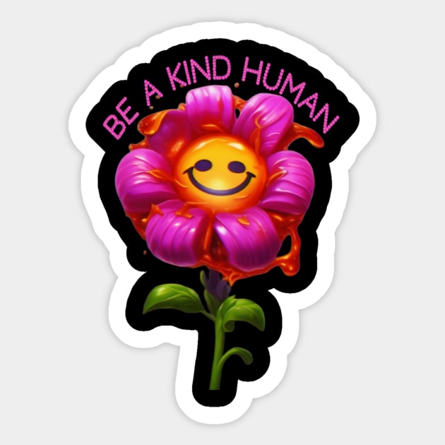 Be a Kind Human Design #6 Pink Flower Sticker by Bite Back Sticker Co.